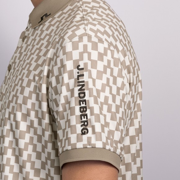 J.Lindeberg Mens Brown Tour Tech Print Polo Shirt #3