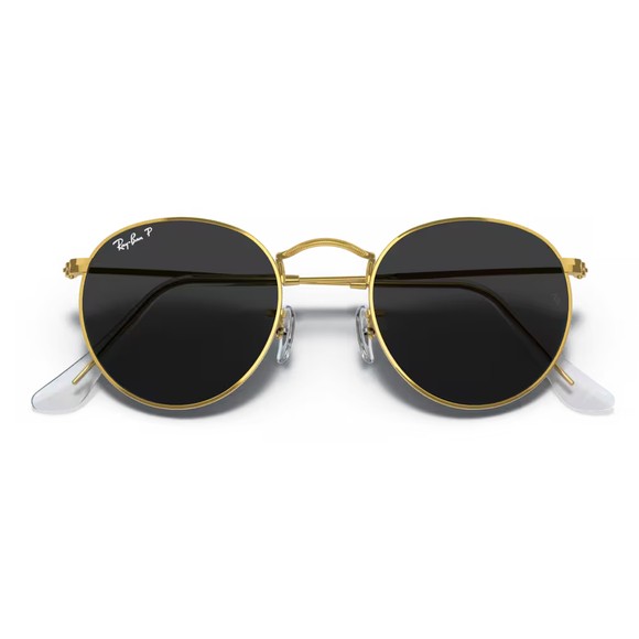 Ray-Ban Mens Gold 0RB3347 Round Metal Sunglasses main image