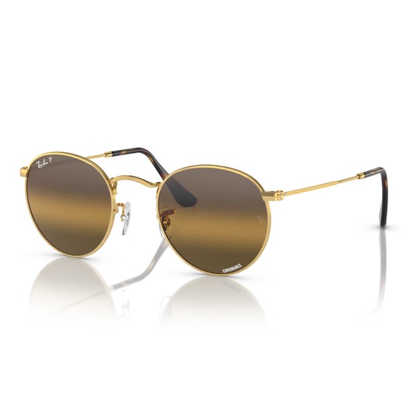 Ray-Ban Mens Gold 0RB3347 Round Metal Sunglasses main image