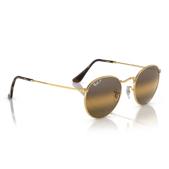 Ray-Ban Mens Gold 0RB3347 Round Metal Sunglasses main image