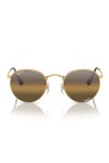 Ray-Ban Mens Gold 0RB3347 Round Metal Sunglasses