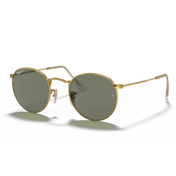 Ray-Ban Mens Gold 0RB3347 Round Metal Sunglasses main image