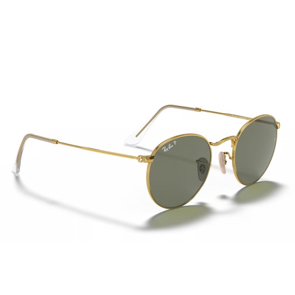Ray-Ban Mens Gold 0RB3347 Round Metal Sunglasses main image