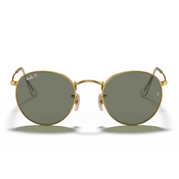 Ray-Ban Mens Gold 0RB3347 Round Metal Sunglasses main image