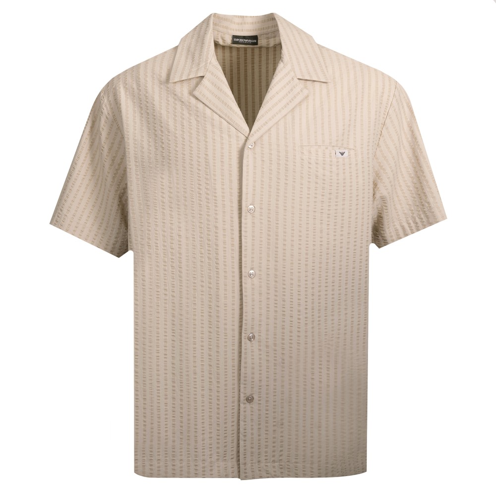 Open Collar Striped Jersey Shirt