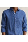 Gant Mens Blue Garment Dyed Linen Shirt