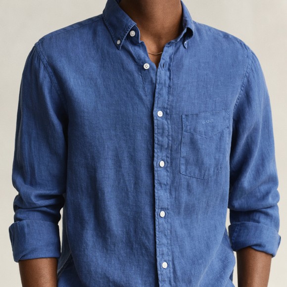 Gant Mens Blue Garment Dyed Linen Shirt main image