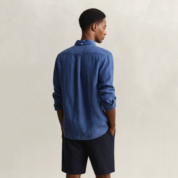 Gant Mens Blue Garment Dyed Linen Shirt main image