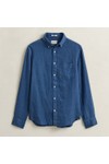Gant Mens Blue Garment Dyed Linen Shirt