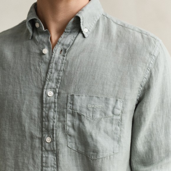Gant Mens Green Garment Dyed Linen Shirt main image