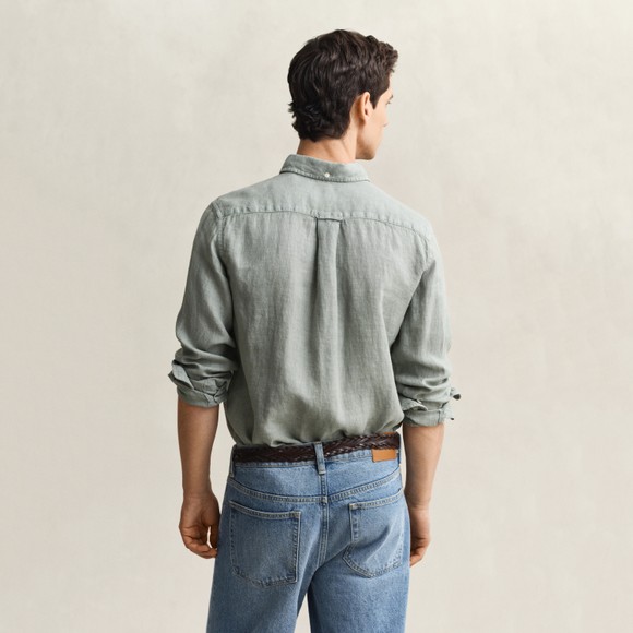 Gant Mens Green Garment Dyed Linen Shirt main image