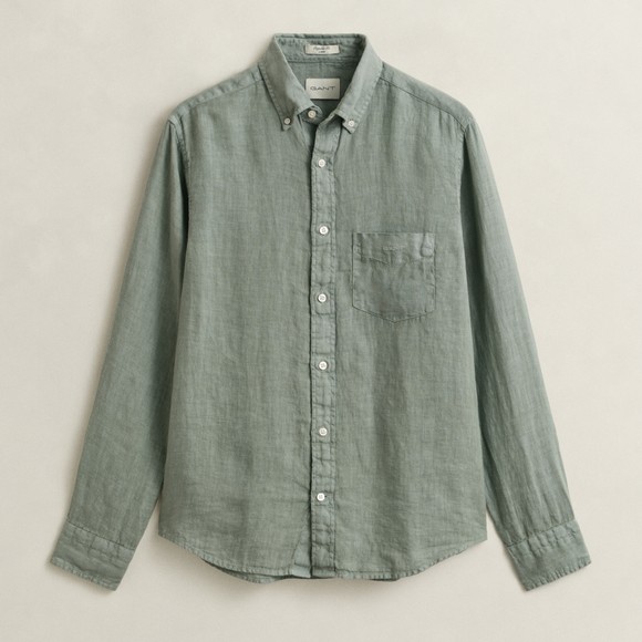Gant Mens Green Garment Dyed Linen Shirt