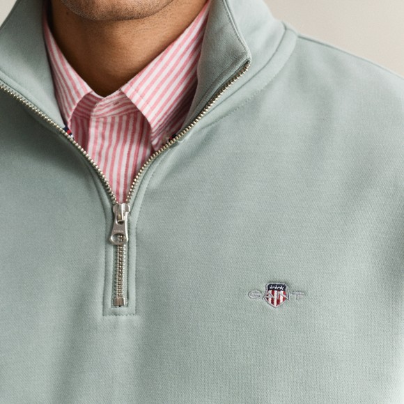 Gant Mens Green Shield Quarter Zip Sweatshirt main image