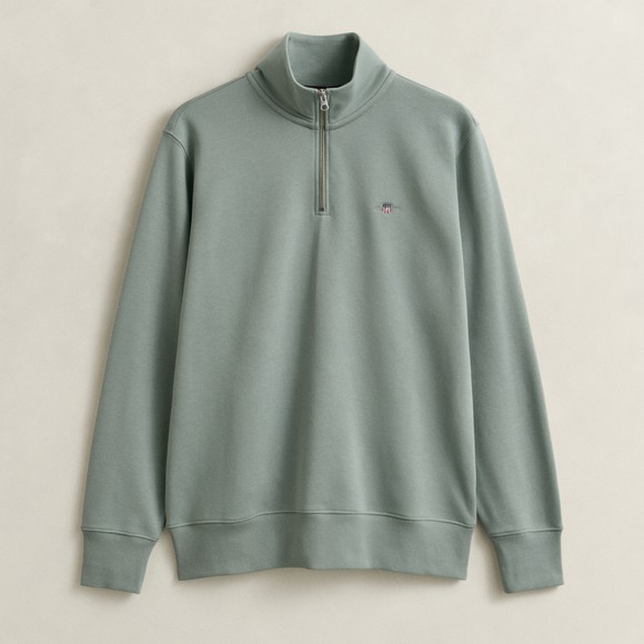 Gant Mens Green Shield Quarter Zip Sweatshirt