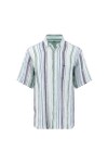 Fynch Hatton Mens Green Short Sleeve Linen Stripe Shirt