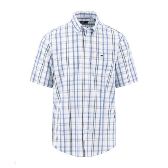 Fynch Hatton Mens Green Summer Poplin Short Sleeve Check Shirt