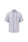 Fynch Hatton Mens Orange Short Sleeve Linen Stripe Shirt