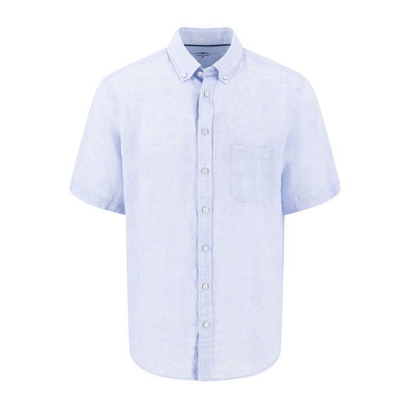 Fynch Hatton Mens Blue Short Sleeve Linen Shirt