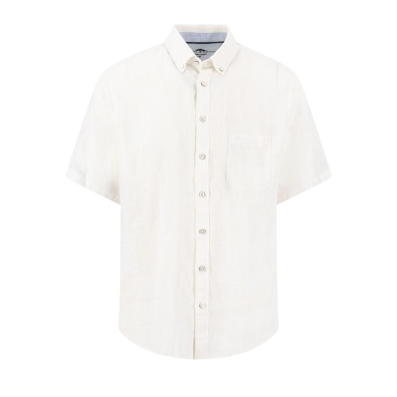 Fynch Hatton Mens White Short Sleeve Linen Shirt