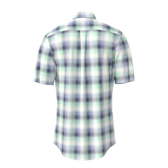 Fynch Hatton Mens Green Shadow Poplin Short Sleeve Check Shirt