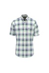 Fynch Hatton Mens Green Shadow Poplin Short Sleeve Check Shirt