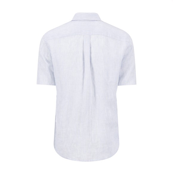 Fynch Hatton Mens Blue Linen Stripe Short Sleeve Shirt