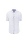 Fynch Hatton Mens Blue Linen Stripe Short Sleeve Shirt