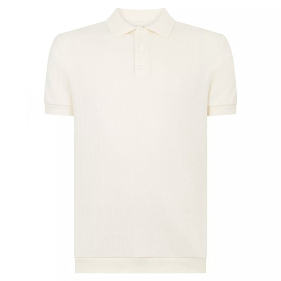 Remus Mens Off-White Knitted Textured Polo Shirt