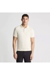 Remus Mens Off-White Knitted Textured Polo Shirt