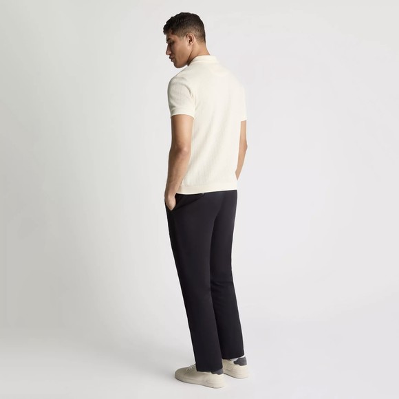 Remus Mens Off-White Knitted Textured Polo Shirt main image