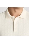 Remus Mens Off-White Knitted Textured Polo Shirt