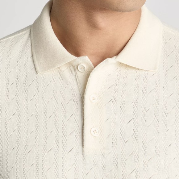 Remus Mens Off-White Knitted Textured Polo Shirt main image