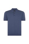 Remus Mens Blue Knitted Textured Polo Shirt