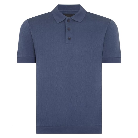 Remus Mens Blue Knitted Textured Polo Shirt