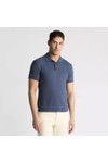 Remus Mens Blue Knitted Textured Polo Shirt