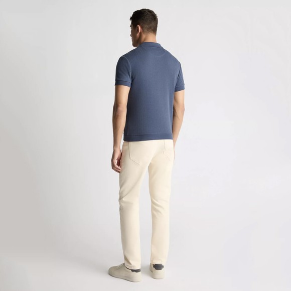 Remus Mens Blue Knitted Textured Polo Shirt main image