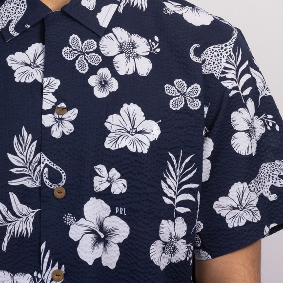 Polo Ralph Lauren Mens Blue Classic Fit Seersucker Camp Shirt  #3