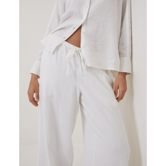Nobody's Child Womens White Tadlow Linen Blend Low Waisted Trousers #3