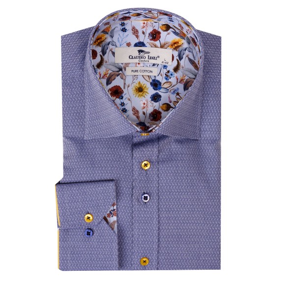 Claudio Lugli Mens Blue Jacquard Shirt