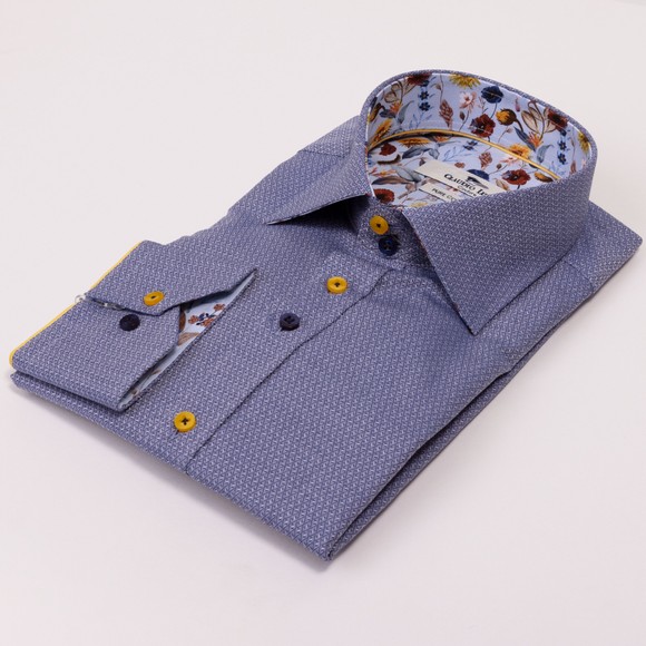Claudio Lugli Mens Blue Jacquard Shirt