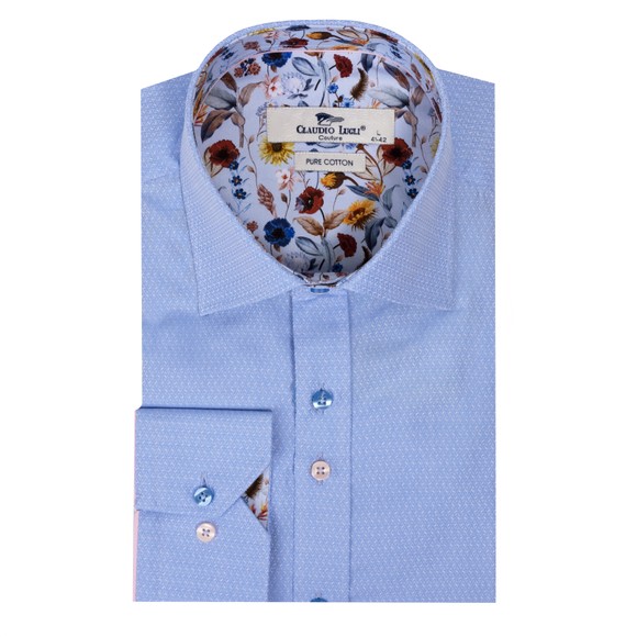 Claudio Lugli Mens Blue Jacquard Shirt