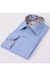 Claudio Lugli Mens Blue Jacquard Shirt