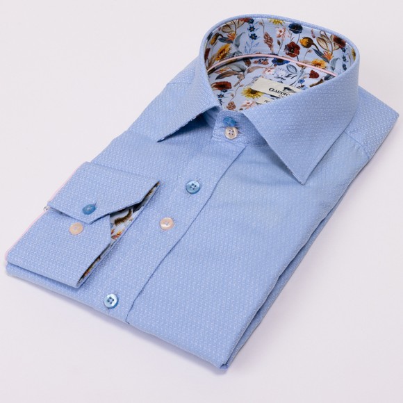 Claudio Lugli Mens Blue Jacquard Shirt