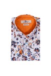Claudio Lugli Mens White Paisley Floral Print Shirt