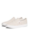 Tommy Hilfiger Mens Beige Linen Chambray Slip On Trainer