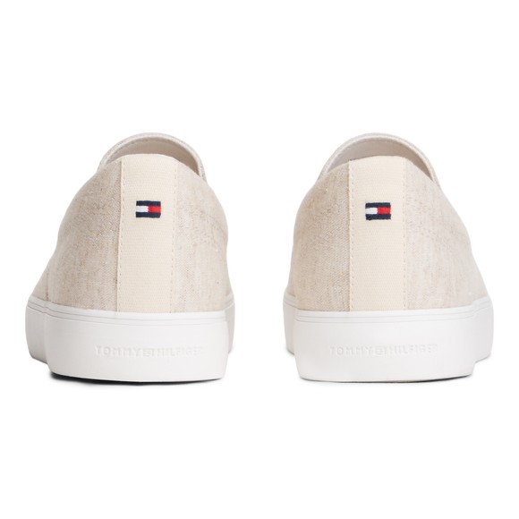 Tommy Hilfiger Mens Beige Linen Chambray Slip On Trainer