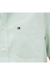 Tommy Hilfiger Mens Green Light Oxford Solid Short Sleeve Shirt