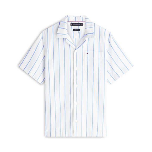 Tommy Hilfiger Mens White Open Structure Short Sleeve Shirt