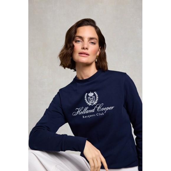 Holland Cooper Womens Blue Mock Collar Crew Neck Sweat #4