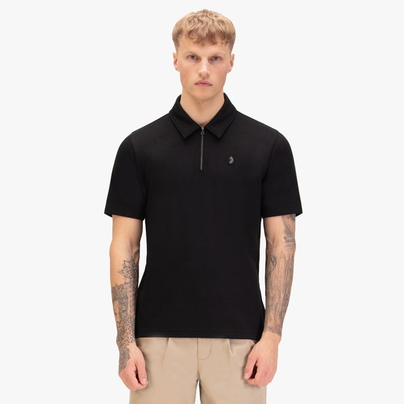 Luke 1977 Mens Black Euphonic Modal Zip Polo Shirt